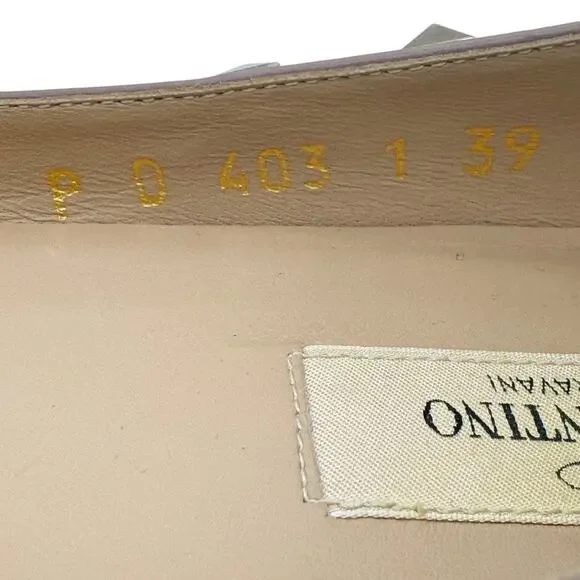 Valentino Garavani Rockstud Ballet Flat Shoes Nude Patent Leather Size 39 US 9 - Picture 7 of 15